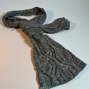 Coldwater Creek Gray Cable Knit Scarf Chunky Wool Blend One Size